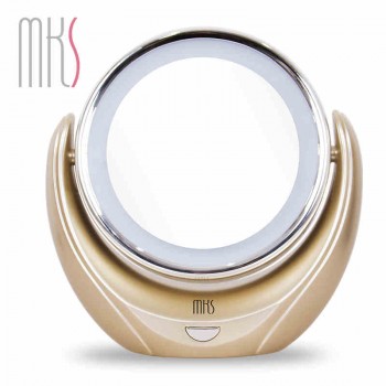 MKS/美克斯LED化妆镜台式灯镜双面梳妆镜带灯镜子5倍高清放大NV8638