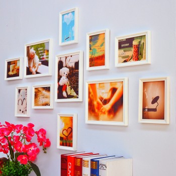 科扬实木照片墙贴纸客厅地中海欧式相框组合挂墙卧室相片墙创意