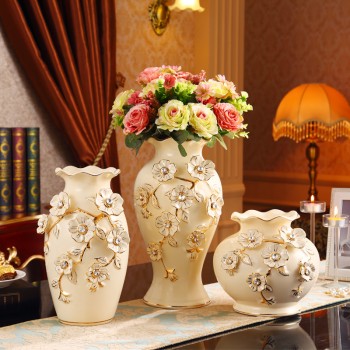 欧式陶瓷花瓶 客厅装饰品陶瓷插花器 婚庆工艺品家居摆件