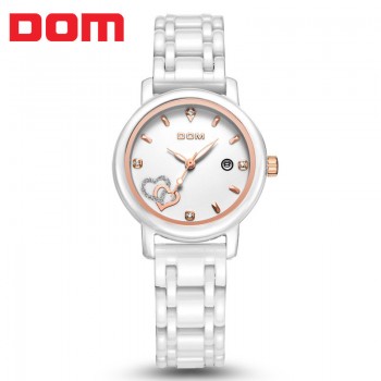 DOM (多姆) 全国联保 新款 时尚潮流 韩版陶瓷防水女士手表