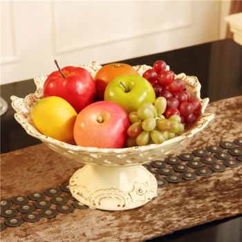 陶瓷象牙瓷水果碗 欧式画金果盘